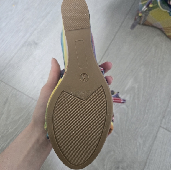 Colorful Plaid Wedge Sandals - Picture 4 of 5